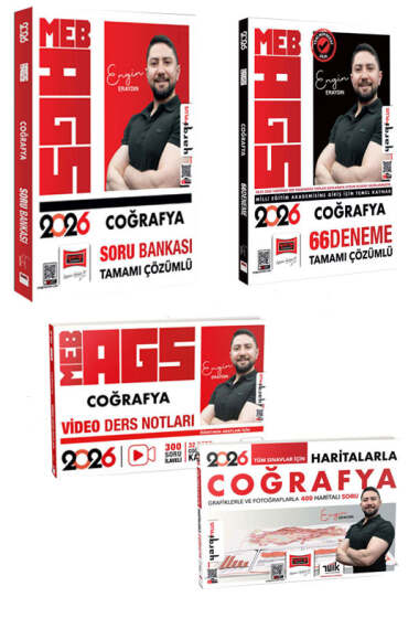 Yargı Yayınları 2026 MEB-AGS Coğrafya Soru-Deneme-Video-Harita Seti 4 Kitap - 1