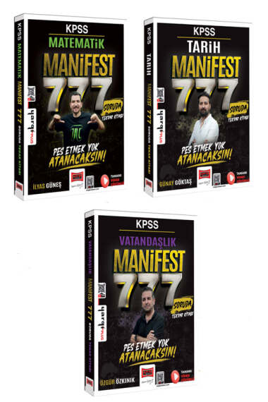 Yargı Yayınları KPSS Manifest Serisi 777 Soruda Matematik-Tarih-Vatandaşlık Tamamı Video Çözümlü Tekrar Kitabı Seti - 1
