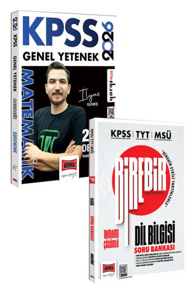 Yargı Yayınları KPSS TYT MSÜ Birebir Tamamı Çözümlü Dil Bilgisi Soru Bankası ve 2026 KPSS GY Matematik 22 Deneme İkili Set - 1