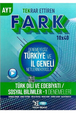 Yayın Denizi Yayınları AYT Türk Dili ve Edebiyatı Sosyal Bilimler 1 Fark 10x40 Tekrar Ettiren Denemeleri - 1