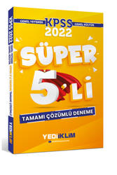 Yediiklim Yayınları - Yediiklim Yayınları 2022 KPSS Genel Yetenek Genel Kültür Tamamı Çözümlü Süper 5'li Deneme