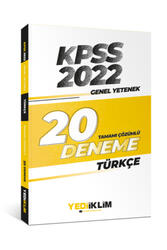 Yediiklim Yayınları - Yediiklim Yayınları 2022 KPSS Genel Yetenek Türkçe Tamamı Çözümlü 20 Deneme Sınavı