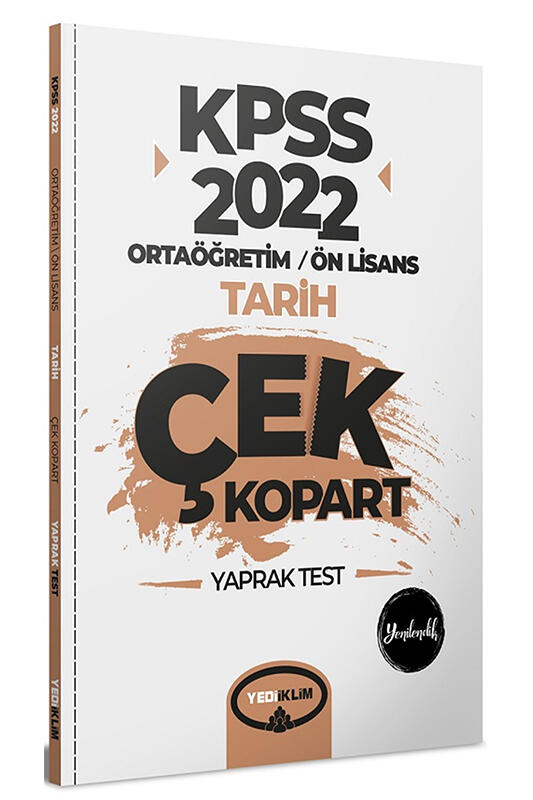 Yediiklim Yayınları 2022 KPSS Ortaöğretim Ön Lisans Genel Kültür Tarih Çek Kopart Yaprak Test