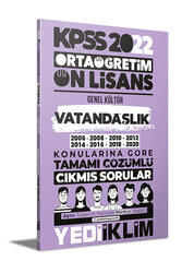 Yediiklim Yayınları - Yediiklim Yayınları 2022 KPSS Ortaöğretim Ön Lisans Genel Kültür Vatandaşlık Konularına Göre Tamamı Çözümlü Çıkmış Sorular