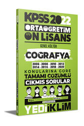 Yediiklim Yayınları - Yediiklim Yayınları 2022 KPSS Ortaöğretim Ön Lisans Genel Kültür Coğrafya Konularına Göre Tamamı Çözümlü Çıkmış Sorular