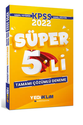 Yediiklim Yayınları 2022 KPSS Genel Yetenek Genel Kültür Tamamı Çözümlü Süper 5'li Deneme - 1