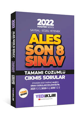 Yediiklim Yayınları 2022 Master Serisi ALES Sayısal Sözel Yetenek Son 8 Sınav Tamamı Çözümlü Çıkmış Sorular - 1