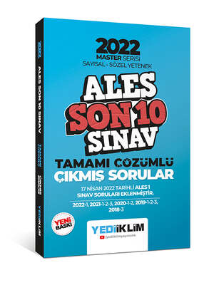 Yediiklim Yayınları 2022 Ales Master Serisi Sayısal Sözel Yetenek Son 10 Sınav Tamamı Çözümlü Çıkmış Sorular - 1