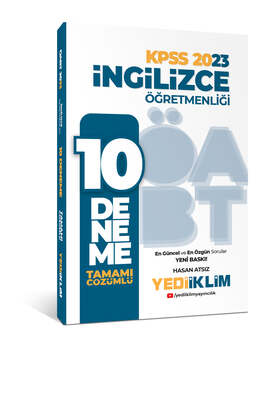 Yediiklim Yayınları 2023 ÖABT İngilizce Öğretmenliği Tamamı Çözümlü 10 Deneme - 1