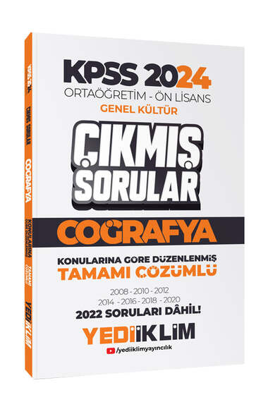 Yediiklim Yayınları KPSS 2024 Ortaöğretim-Önlisans Coğrafya Konularına Göre Çıkmış Sorular - 1