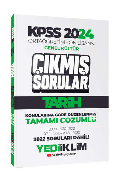 Yediiklim Yayınları KPSS 2024 Ortaöğretim-Önlisans Tarih Konularına Göre Çıkmış Sorular - 1