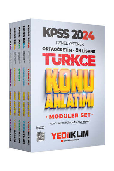 Yediiklim Yayınları 2024 KPSS Ortaöğretim-Önlisans GK-GY Konu Anlatımlı Modüler Set - 1