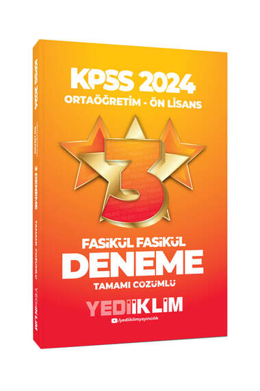 Yediiklim Yayınları 2024 KPSS Ortaöğretim-Önlisans Fasikül Yıldız Tamamı Çözümlü 3 Deneme - 1