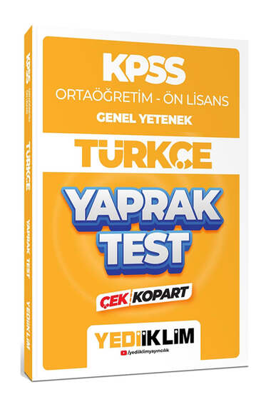 Yediiklim Yayınları 2024 KPSS Ortaöğretim Ön Lisans Genel Yetenek Türkçe Çek Kopart Yaprak Test - 1
