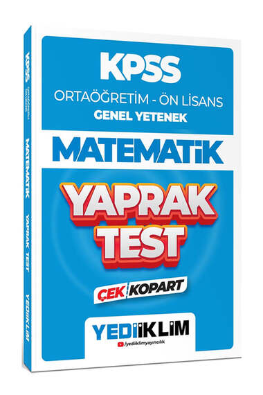 Yediiklim Yayınları 2024 KPSS Ortaöğretim Ön Lisans Genel Yetenek Matematik Çek Kopart Yaprak Test - 1