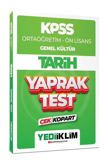 Yediiklim Yayınları 2024 KPSS Ortaöğretim Ön Lisans Genel Kültür Tarih Çek Kopart Yaprak Test - 1