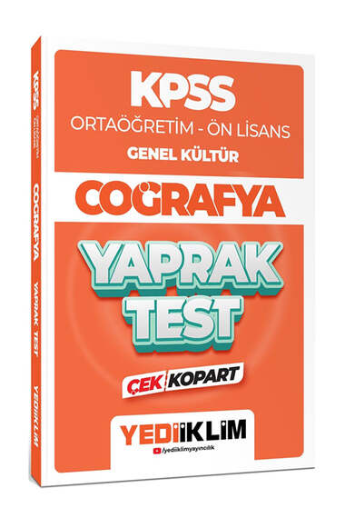 Yediiklim Yayınları 2024 KPSS Ortaöğretim Ön Lisans Genel Kültür Coğrafya Çek Kopart Yaprak Test - 1