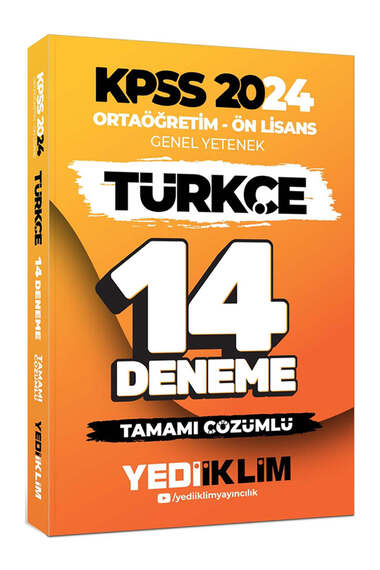 Yediiklim Yayınları 2024 KPSS Ortaöğretim Ön Lisans Genel Yetenek Türkçe 14 Deneme Tamamı Çözümlü - 1