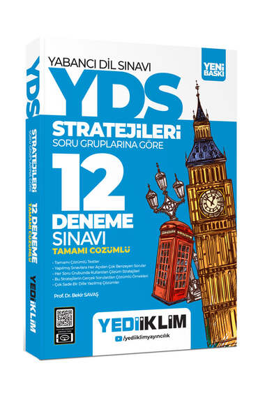 Yediiklim Yayınları YDS-YÖKDİL Stratejileri Soru Gruplarına Göre Tamamı Çözümlü 12 Deneme Sınavı - 1