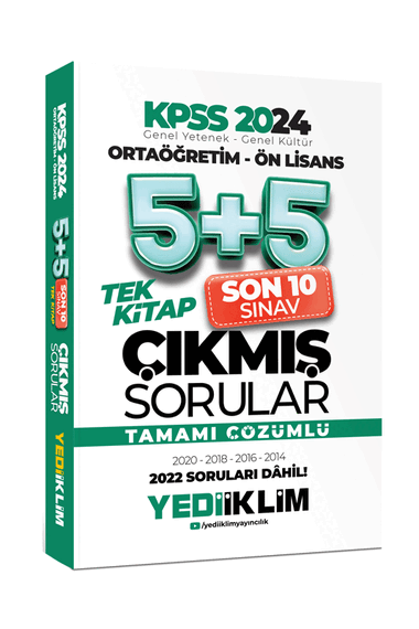 Yediiklim Yayınları 2024 KPSS Ortaöğretim - Ön Lisans Genel Yetenek Genel Kültür Tamamı Çözümlü 5+5 Çıkmış Sorular Tek Kitap - 1