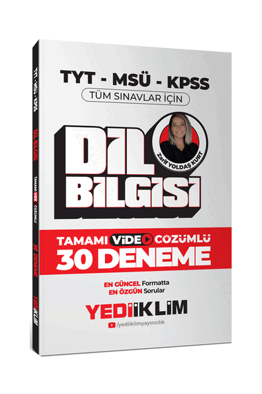 Yediiklim Yayınları 2024 Tyt-Msü-Kpss Dil Bilgisi Tamamı Video Çözümlü 30 Deneme - 1