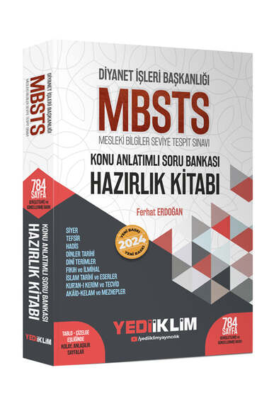 Yediiklim Yayınları 2024 Diyanet İşleri Başkanlığı MBSTS Konu Anlatımlı Soru Bankası Hazırlık Kitabı - 1