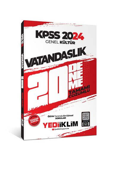 Yediiklim Yayınları 2024 KPSS Genel Kültür Vatandaşlık Tamamı Çözümlü 20 Deneme - 1