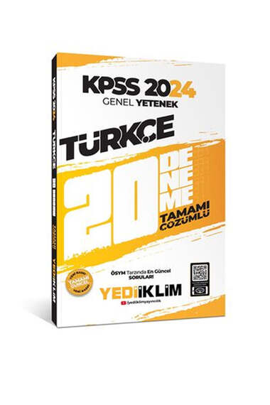 Yediiklim Yayınları 2024 KPSS Genel Yetenek Türkçe Tamamı Çözümlü 20 Deneme - 1