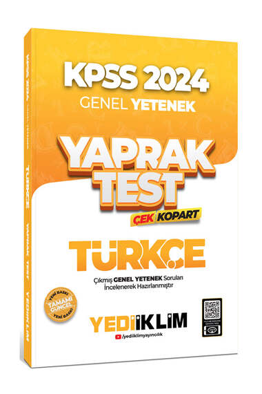 Yediiklim Yayınları 2024 KPSS Genel Yetenek Türkçe Çek Kopart Yaprak Test - 1