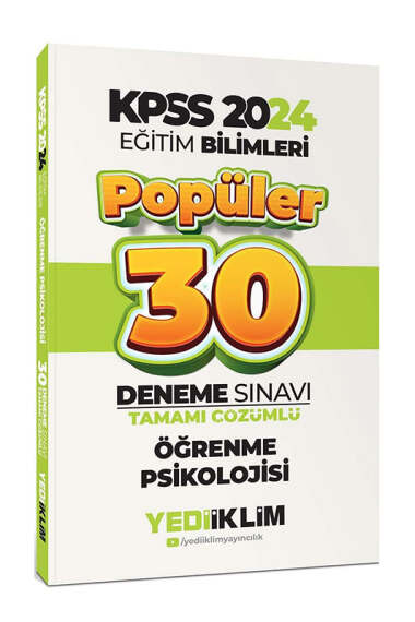 Yediiklim Yayınları 2024 Eğitim Bilimleri Öğrenme Psikolojisi Popüler Tamamı Çözümlü 30 Deneme - 1