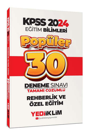 Yediiklim Yayınları 2024 Eğitim Bilimleri Rehberlik Özel Eğitim Popüler Tamamı Çözümlü 30 Deneme - 1