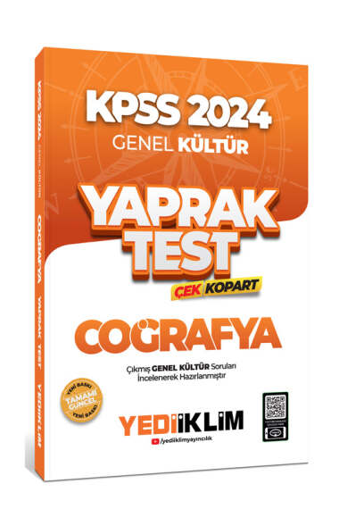 Yediiklim Yayınları 2024 KPSS Genel Kültür Coğrafya Çek Kopart Yaprak Test - 2