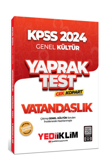 Yediiklim Yayınları 2024 KPSS Genel Kültür Vatandaşlık Çek Kopart Yaprak Test - 1
