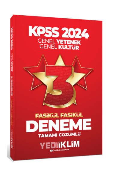 Yediiklim Yayınları 2024 KPSS Genel Yetenek Genel Kültür Tamamı Çözümlü 3 Yıldız Fasikül Deneme - 1