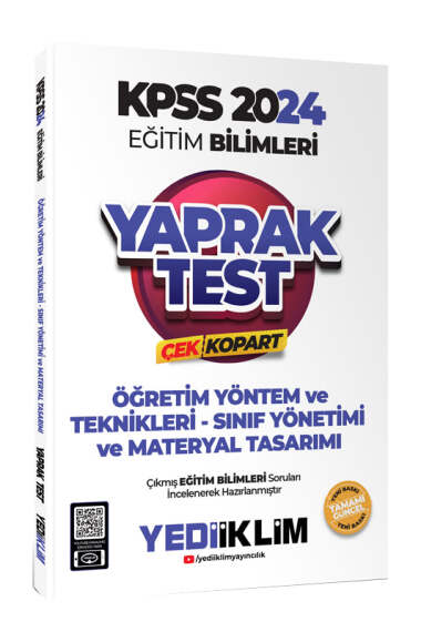 Yediiklim Yayınları 2024 KPSS Eğitim Bilimleri Öğretim Yöntem ve Teknikleri Çek Kopart Yaprak Test - 1