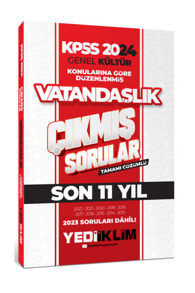 Yediiklim Yayınları 2024 KPSS Genel Kültür Lisans Vatandaşlık Konularına Göre Tamamı Çözümlü Çıkmış Sorular - 1