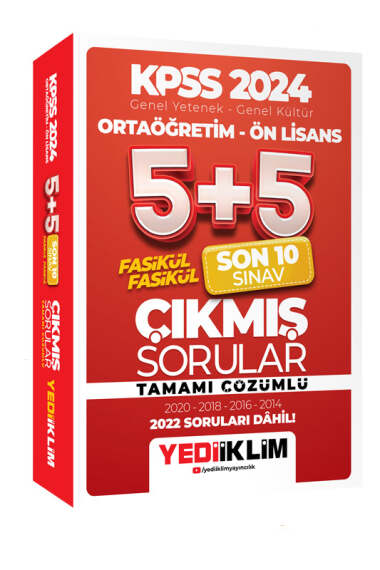 Yediiklim Yayınları 2024 KPSS GK-GY Ortaöğretim Ön Lisans Fasikül Fasikül Son 10 Sınav Çıkmış Sorular Tamamı Çözümlü - 1