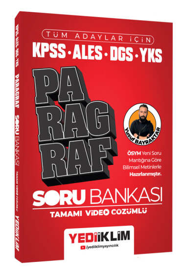 Yediiklim Yayınları 2024 Tüm Adaylar İçin KPSS-ALES-DGS-YKS Tamamı Video Çözümlü Paragraf Soru Bankası - 1