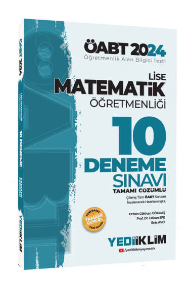 Yediiklim Yayınları 2024 ÖABT Lise Matematik Öğretmenliği Tamamı Çözümlü 10 Deneme Sınavı - 1