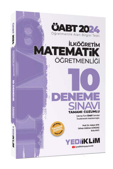 Yediiklim Yayınları 2024 ÖABT İlköğretim Matematik Öğretmenliği Tamamı Çözümlü 10 Deneme Sınavı - 1