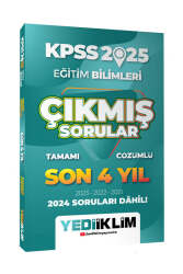 Yediiklim Yayınları 2025 KPSS Eğitim Bilimleri Son 4 Yıl Tamamı Çözümlü Çıkmış Sorular - Yediiklim Yayınları