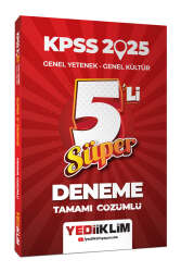 Yediiklim Yayınları 2025 KPSS Genel Yetenek Genel Kültür Tamamı Çözümlü Süper 5'li Deneme - Yediiklim Yayınları