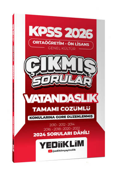 Yediiklim Yayınları KPSS 2026 Ortaöğretim-Önlisans Vatandaşlık Konularına Göre Çıkmış Sorular - 1