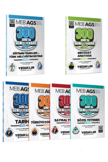 Yediiklim Yayınları 2025 MEB-AGS Tüm Dersler 300 Soruda Tamamı Video Çözümlü Genel Tekrar Kamp Seti - 1