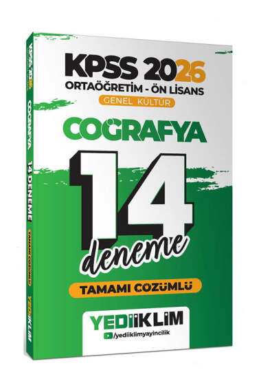 Yediiklim Yayınları 2026 KPSS Ortaöğretim Ön Lisans Genel Kültür Coğrafya Tamamı Çözümlü 14 Deneme - 1