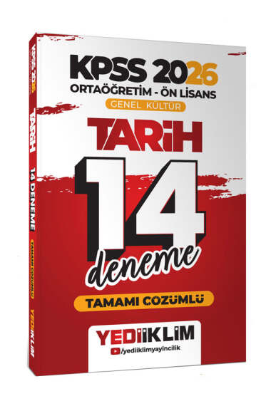 Yediiklim Yayınları 2026 KPSS Ortaöğretim Ön Lisans Genel Kültür Tarih Tamamı Çözümlü 14 Deneme - 1