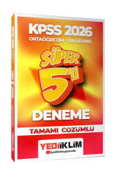 Yediiklim Yayınları 2026 KPSS Ortaöğretim-Önlisans Genel Yetenek Genel Kültür Tamamı Çözümlü Süper 5 Deneme - Yediiklim Yayınları