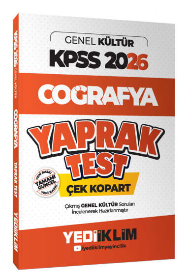 Yediiklim Yayınları 2026 KPSS-AGS Genel Kültür Coğrafya Çek Kopart Yaprak Test - 1