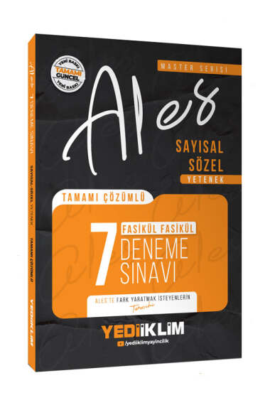 Yediiklim Yayınları 2026 Master Serisi ALES Sayısal-Sözel Yetenek Tamamı Çözümlü Fasikül 7 Deneme - 1