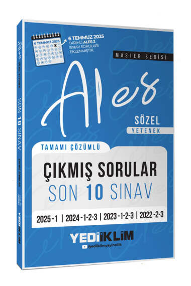 Yediiklim Yayınları ALES Master Serisi Sözel Yetenek Tamamı Çözümlü Son 10 Sınav Çıkmış Sorular 6 Temmuz 2025 Ales-2 Ekli) - 1